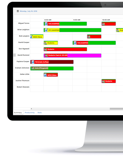 Pest Control Scheduler with Job Allocation Screen