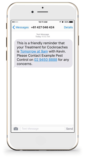Pest-App SMS Reminder Example for Pest Control Software